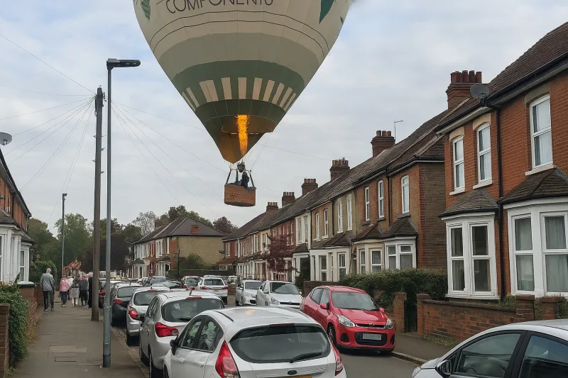 رجل ينقذ حيًا سكنيًا من اصطدام منطاد هواء ساخن (فيديو)