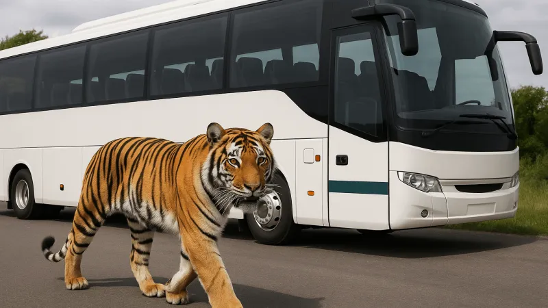نمر يقتحم حافلة سياحية في الهند ويصيب طفلًا (فيديو)