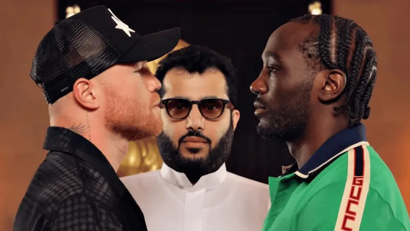  تركي آل الشيخ يشهد أولى لحظات نزال القرن بين  كانيلو وكروفورد (فيديو)