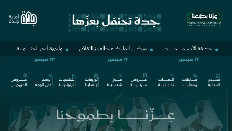 اليوم الوطني 95.. جدة تتألق بفعاليات ثقافية وتراثية وأجواء احتفالية مبهرة