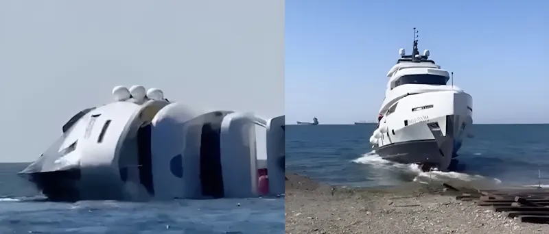  غرق يخت Dolce Vento الفاخر بعد دقائق من إطلاقه (فيديو)