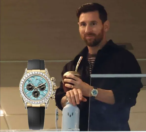 شاهد.. ليونيل ميسي يخطف الأنظار بساعة رولكس «توركواز» الفاخرة