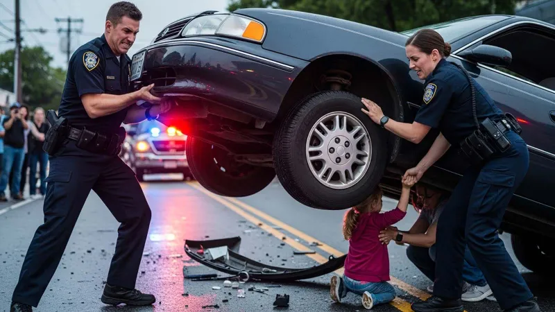 لحظات بطولية.. ضابطان يرفعان سيارة لإنقاذ طفلة في تكساس (فيديو)