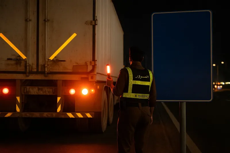 المرور يحذّر: غرامة تصل إلى 2000 ريال للشاحنات بدون إنارة وعواكس