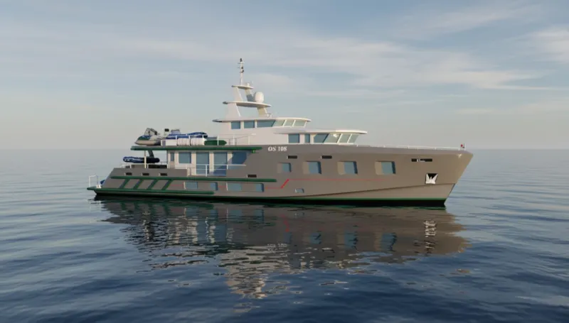 شركة بري تكشف عن يخت OS 108 Adventure Class بتصميم يخفي مفاجآت تحت السطح