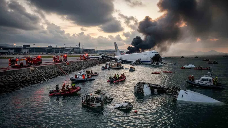كارثة جوية في هونغ كونغ.. طائرة شحن تنزلق وتغرق جزئيًا في البحر (فيديو)