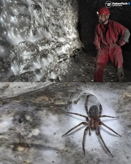اكتشاف مذهل في كهف غامض.. آلاف العناكب تتعاون لبناء شبكة عملاقة! (فيديو)