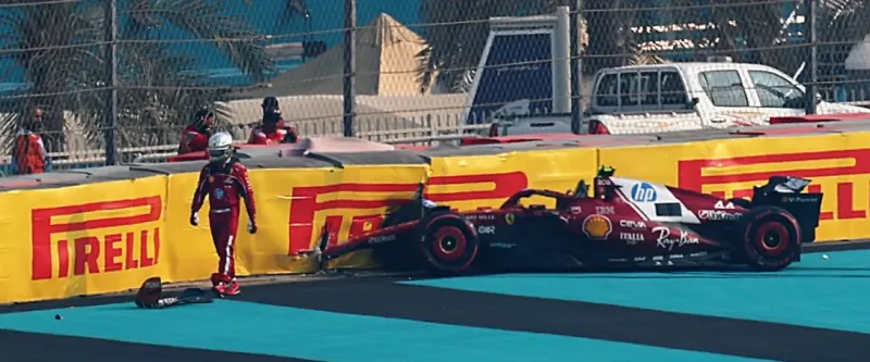  لويس هاميلتون يتعرض لحادث أثناء تدريبات أبوظبي (فيديو)