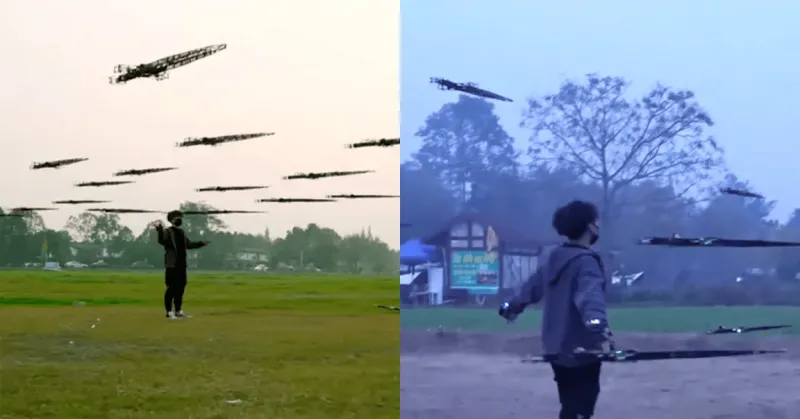 مبتكر صيني يصمم أسطولاً من "السيوف الطائرة" يتحكم بها بإشارات اليد (فيديو)