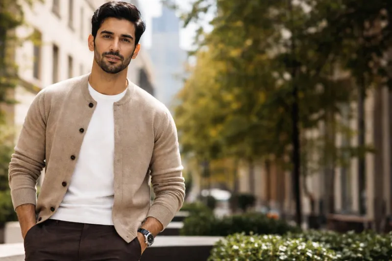كارديغان بياقة دائرية للرجال… أناقة شتوية راقية تتجاوز حدود الزمن