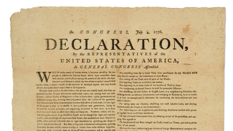 عرض نسخة نادرة من إعلان الاستقلال الأمريكي في مزاد بسعر خيالي
