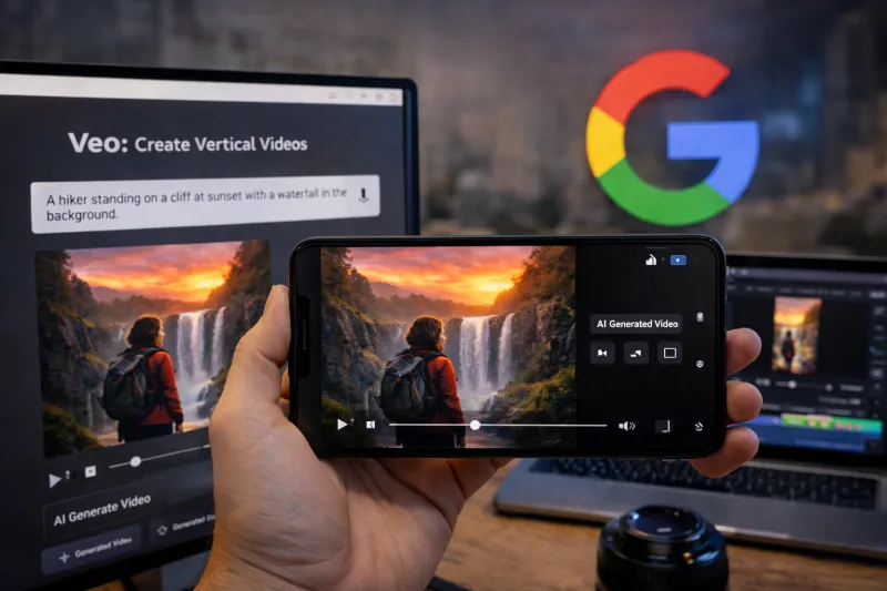 غوغل تطلق أدوات Veo الجديدة لإنتاج الفيديوهات الرأسية بالذكاء الاصطناعي