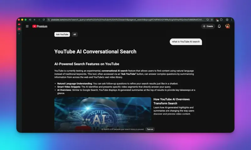 يوتيوب تطلق ميزة "Ask YouTube".. تجربة بحث تفاعلية ذكية