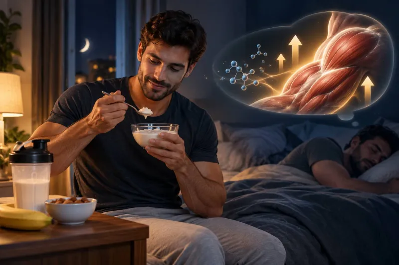 هل يساعد تناول البروتين قبل النوم على بناء العضلات؟