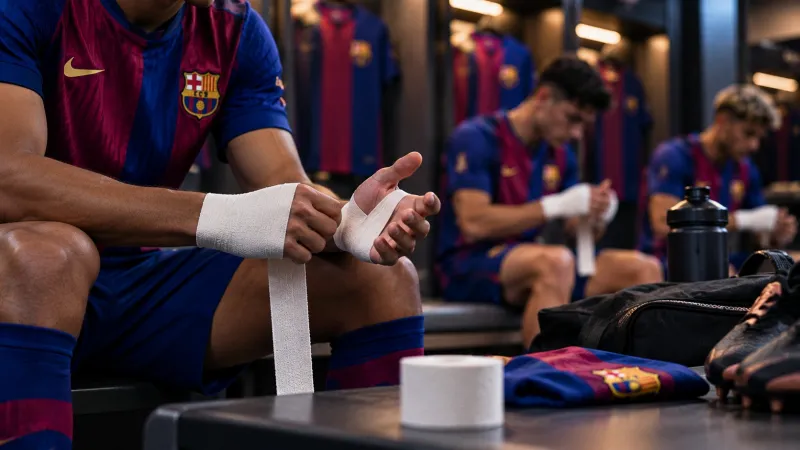 ضمادات برشلونة بين الإصابة والموضة.. كيف تحولت إلى علامة مميزة لنجوم الفريق؟