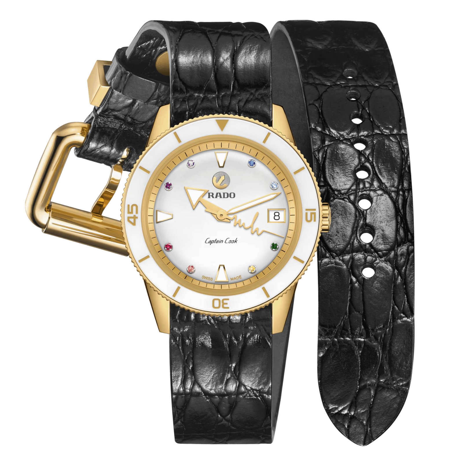 ساعة Rado مزوّدة بسوارات طويلة تلتف حول المعصم بتصميم عملي