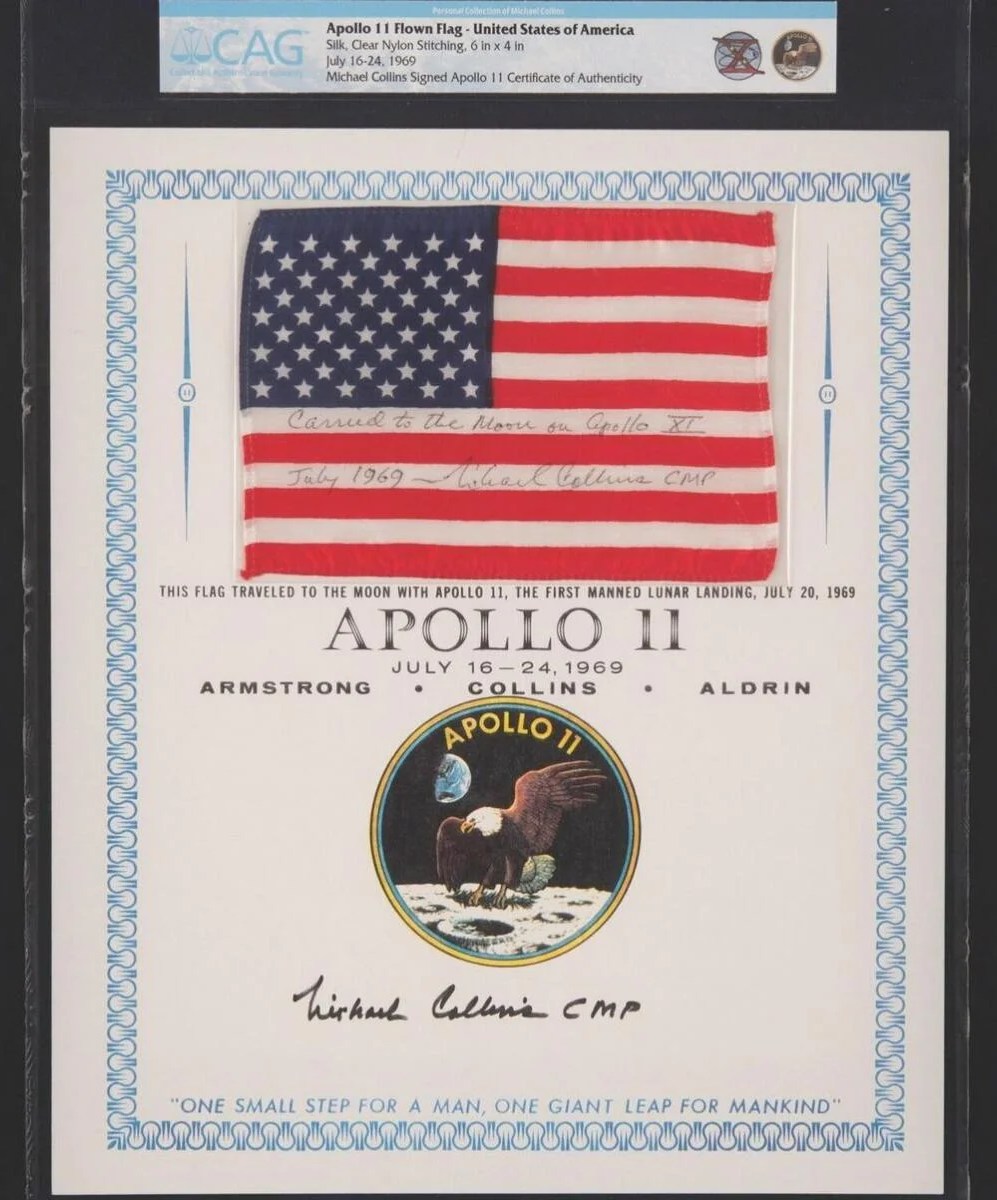 صدمة هائلة بمزاد علم أبولو 11.. مجموعة كولينز تكشف أسرار الرحلة الأيقونية