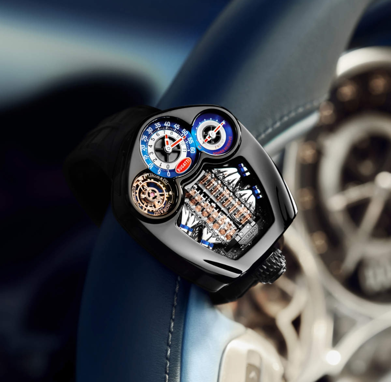 هندسة ميكانيكيّة فاخرة - المصدر : Jacob & Co. Bugatti