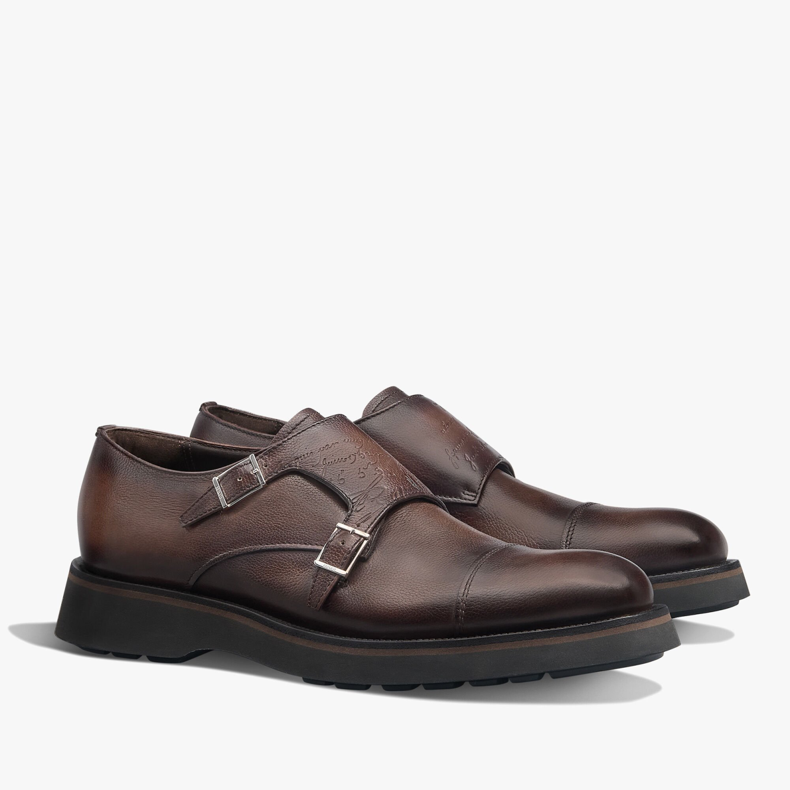 حذاء Alessio Scritto Leather Double Monk من بيرلوتي Berluti