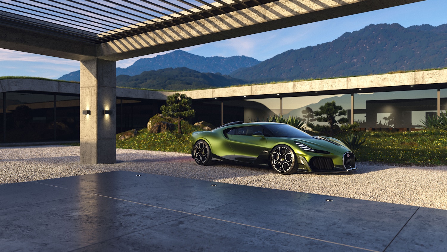 استلهمت Bugatti التصميم الخارجي بشكلٍ كبير من تصميم طراز Mistral المكشوف - المصدر: Bugatti