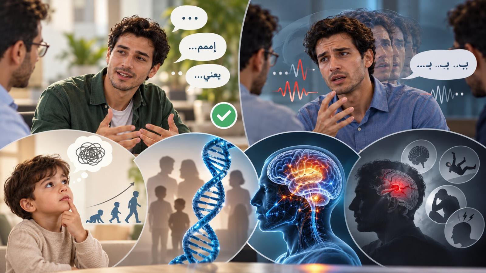 قد يعاني البالغون التأتأة بعد أحداث عصبية أو نفسية، كما يختلف نشاط الدماغ لدى المصابين بالتأتأة