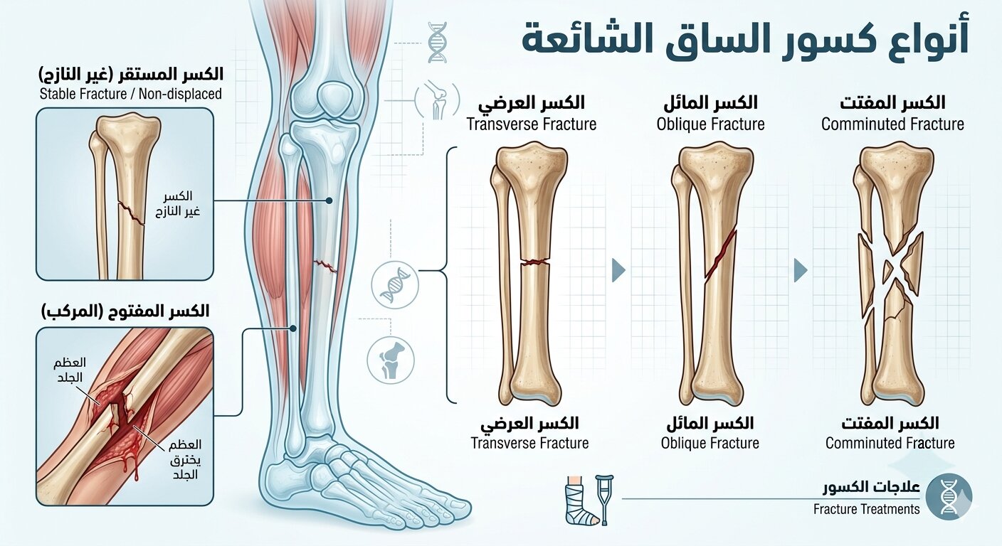 أنواع كسر الساق