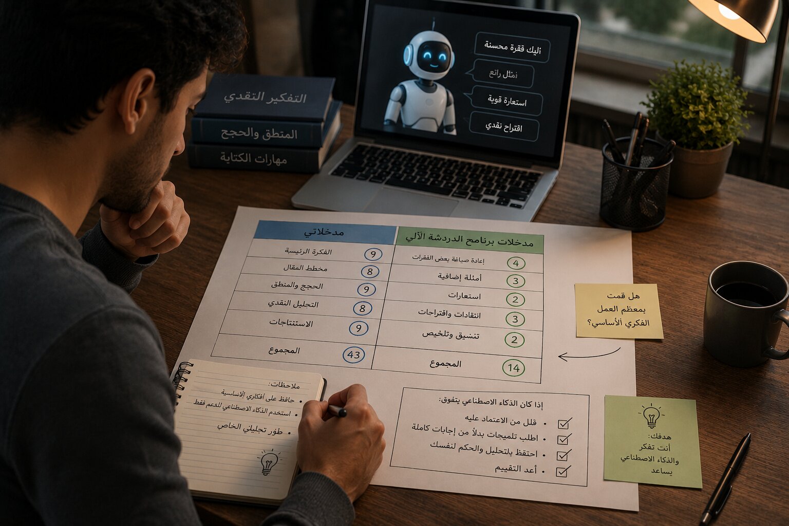 تمرين التتبع لقياس مدى مساهمتك إلى جانب الذكاء الاصطناعي في الإطار الكلي للعمل