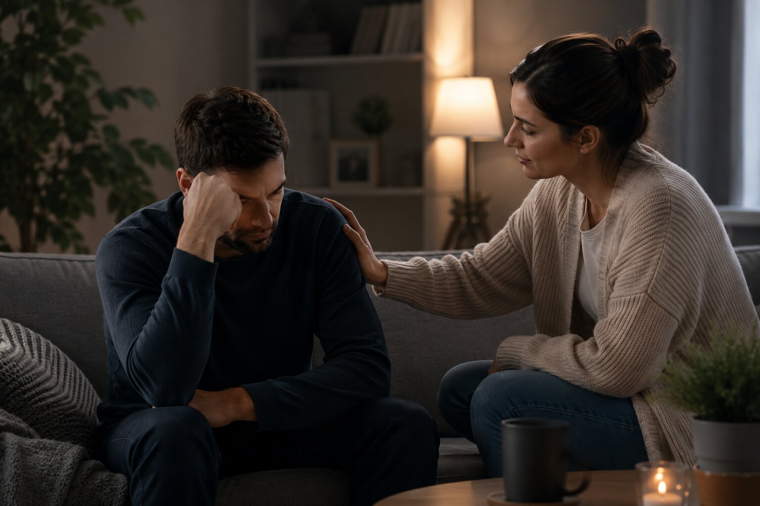 التواصل اللطيف مع منح الزوج مساحة العزلة التي يريد أحد طرق التعامل مع متلازمة الزوج البائس