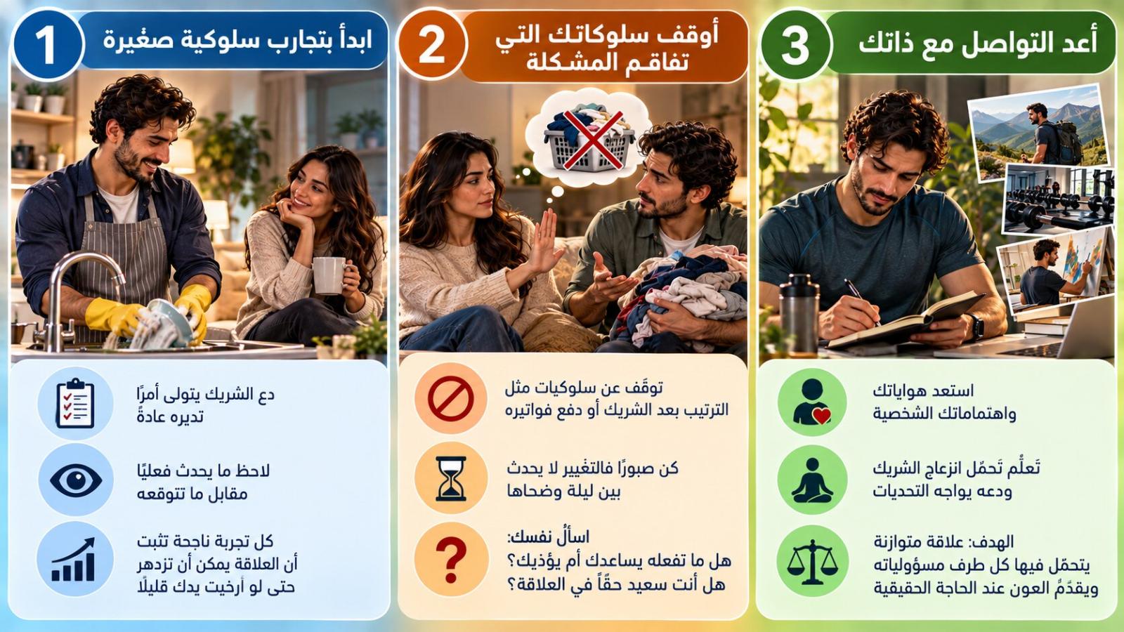 البدء بتجارب سلوكية صغيرة وإعادة التواصل مع الذات للحفاظ على توازن العلاقة