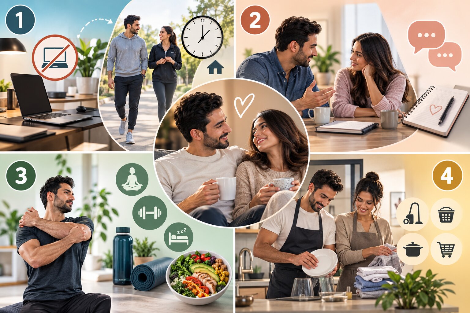 وضع حدود بين العمل والأسرة مع إتقان مهارات إدارة التوتر وتقسيم الأعباء المنزلية من الحلول للحفاظ على دفء المودة رغم ضغوط العمل