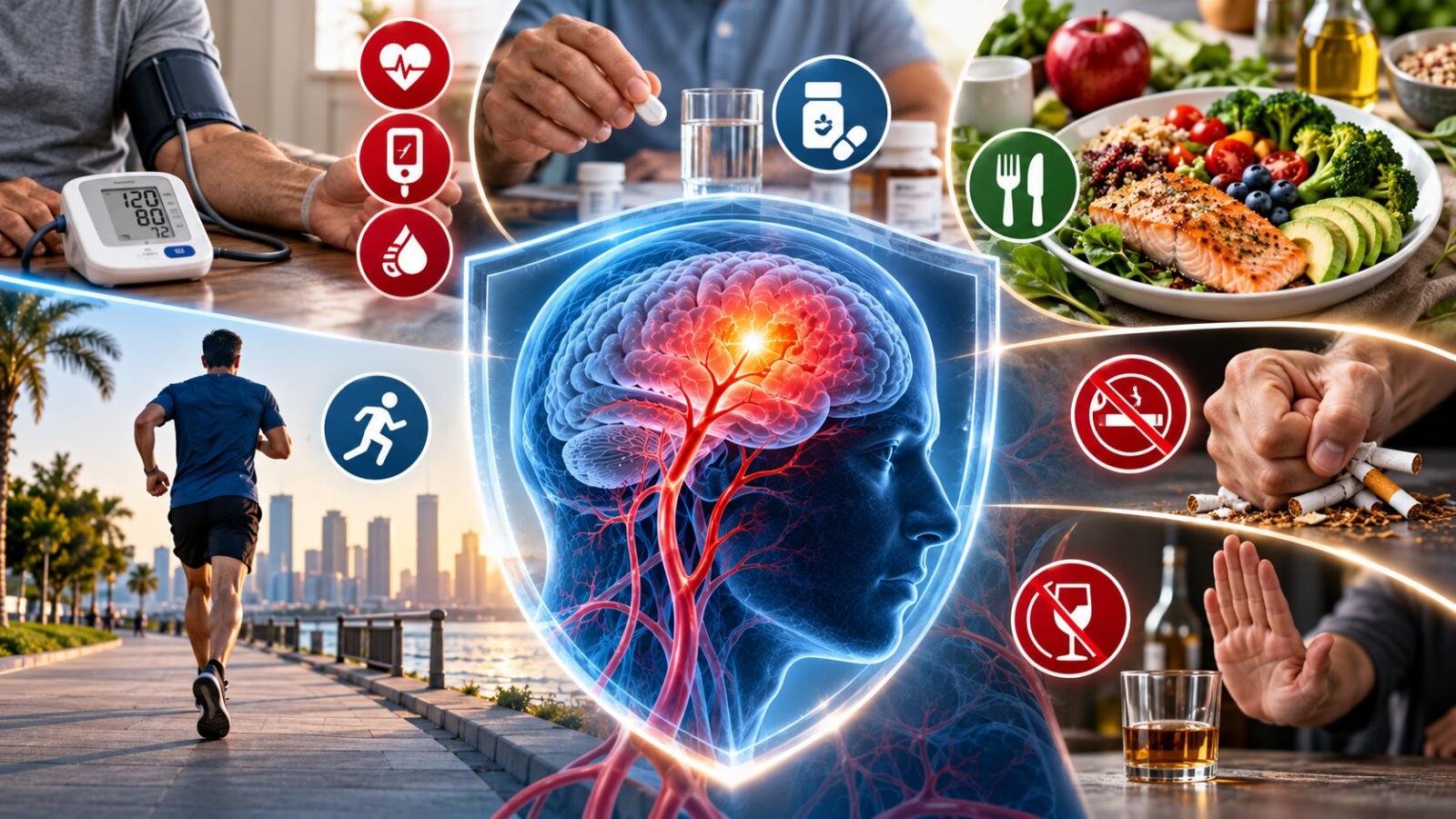 إدارة المشكلات الطبية القائمة واتباع نظام غذائي صحي وممارسة الرياضة من طرق الوقاية من السكتة الدماغية
