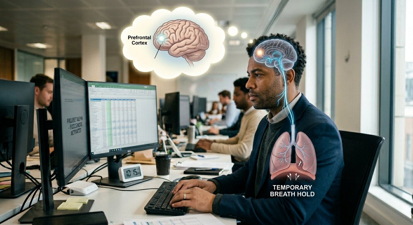 الدماغ يوقِف غريزيًا الأنشطة اللاواعية مثل التنفس لتوجيه طاقة الذهن نحو المهمة