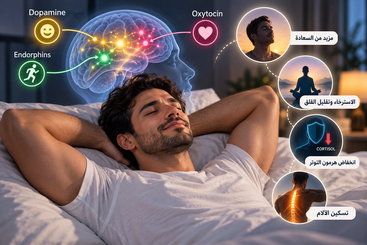 إفراز الدوبامين والأوكسيتوسين بعد النشوة الجنسية يبعث على الشعور بالسعادة