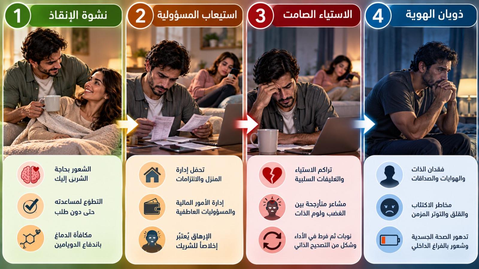 تمر متلازمة ويندي بأربع مراحل من نشوة الإنقاذ إلى ذوبان الهويّة