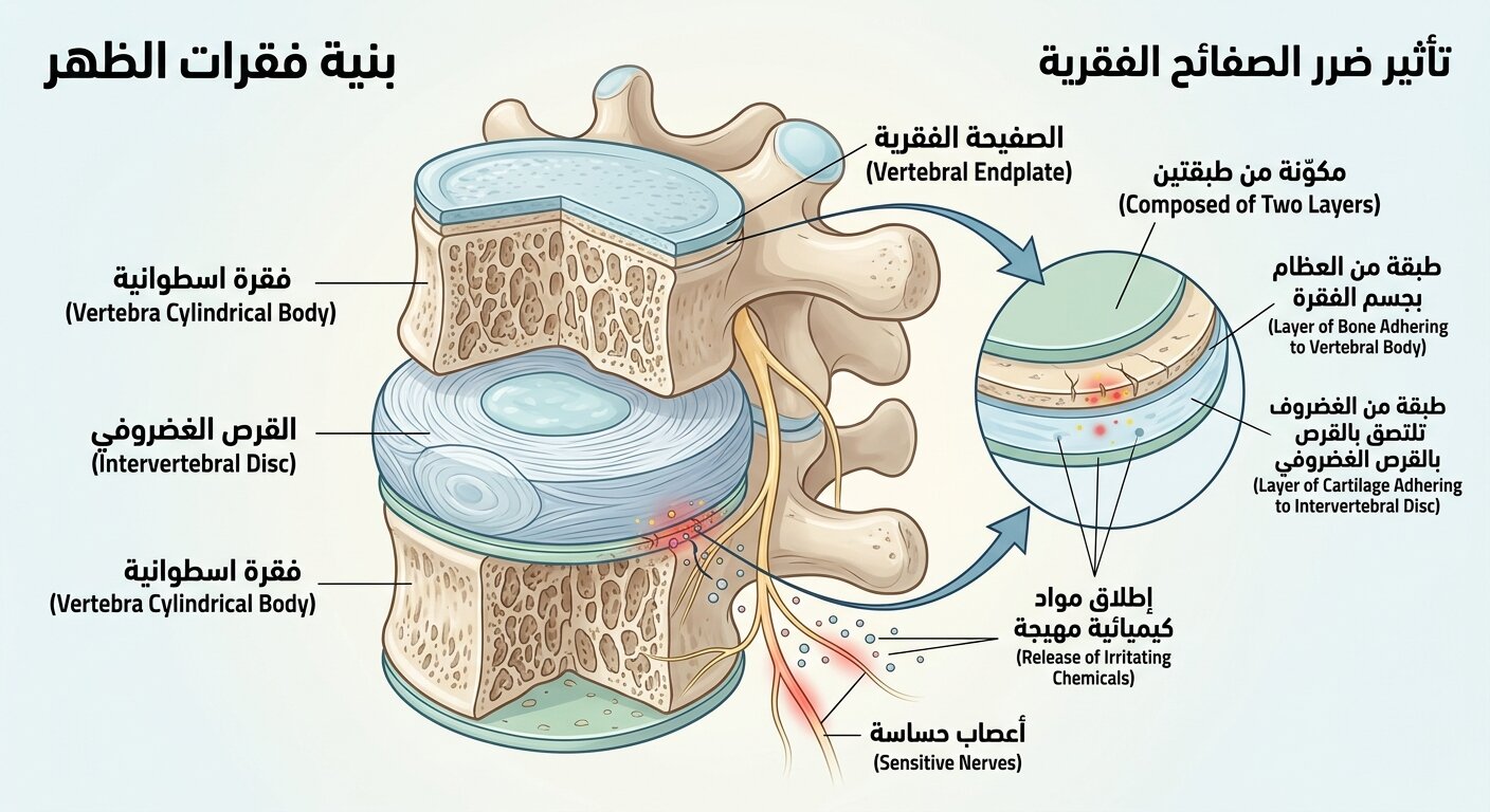 تسرّب المواد الكيميائية إلى النهايات العصبية بما يسبب ألم الفقرات