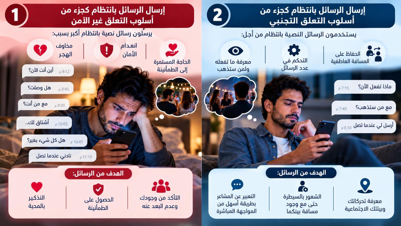 إرسال الرسائل بانتظام قد يكون جزءًا من التعلق غير الآمن أو التجنبي
