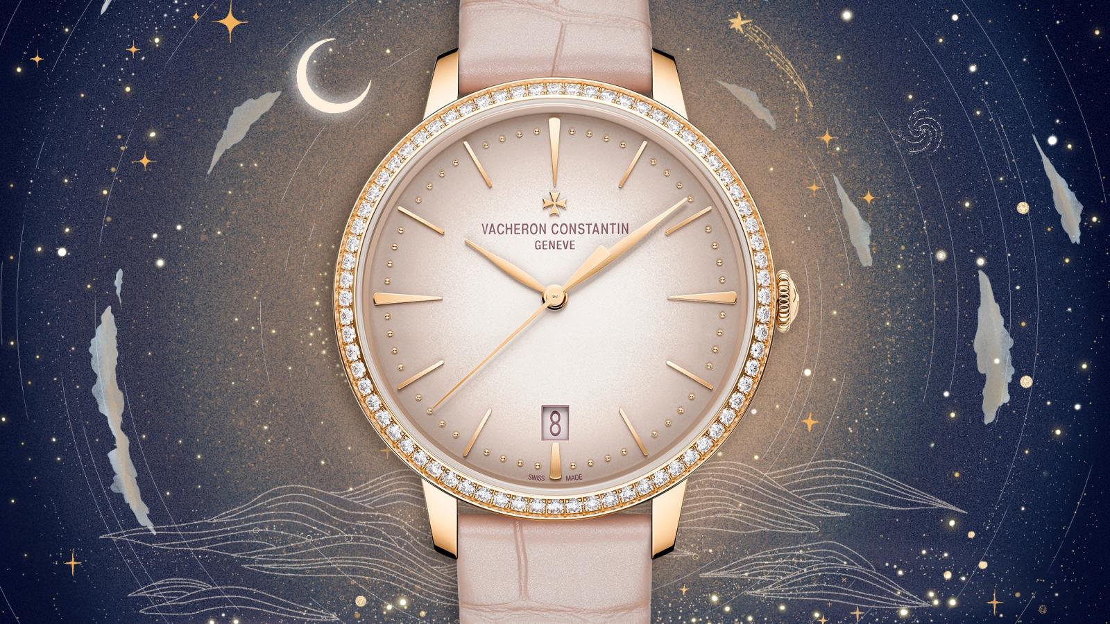 تصميم كلاسيكي من الذهب الوردي بترصيع محسوب