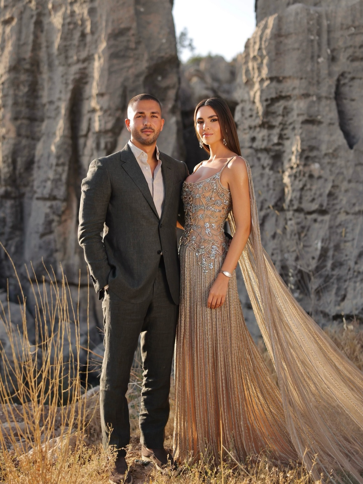 سيليو إيلي صعب مع زوجته زين قطامي في حفل الاستقبال