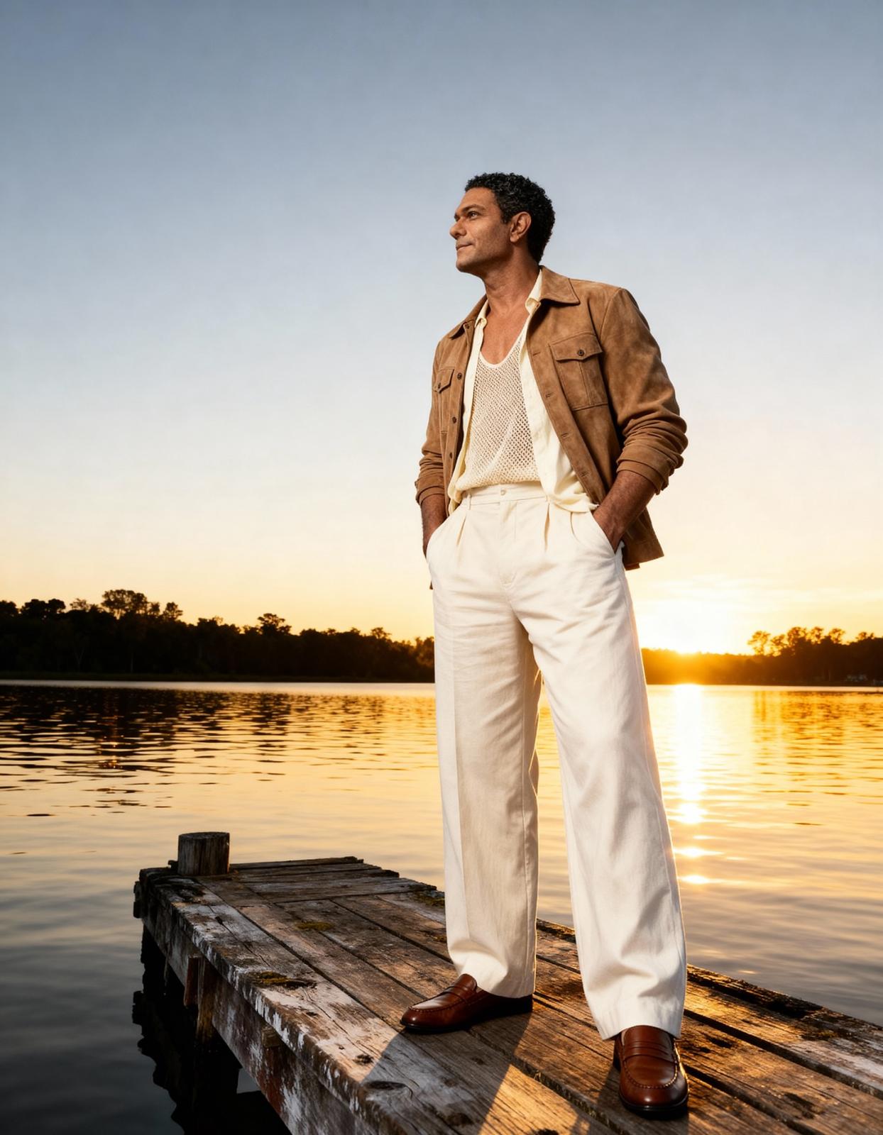 إطلالة مونوكروم أنيقة لآسر ياسين