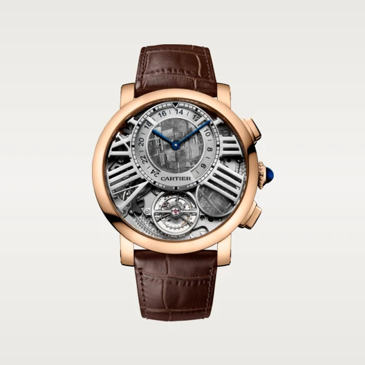 ساعة Rotonde de Cartier بميناء ذهبية وسوار من جلد التمساح