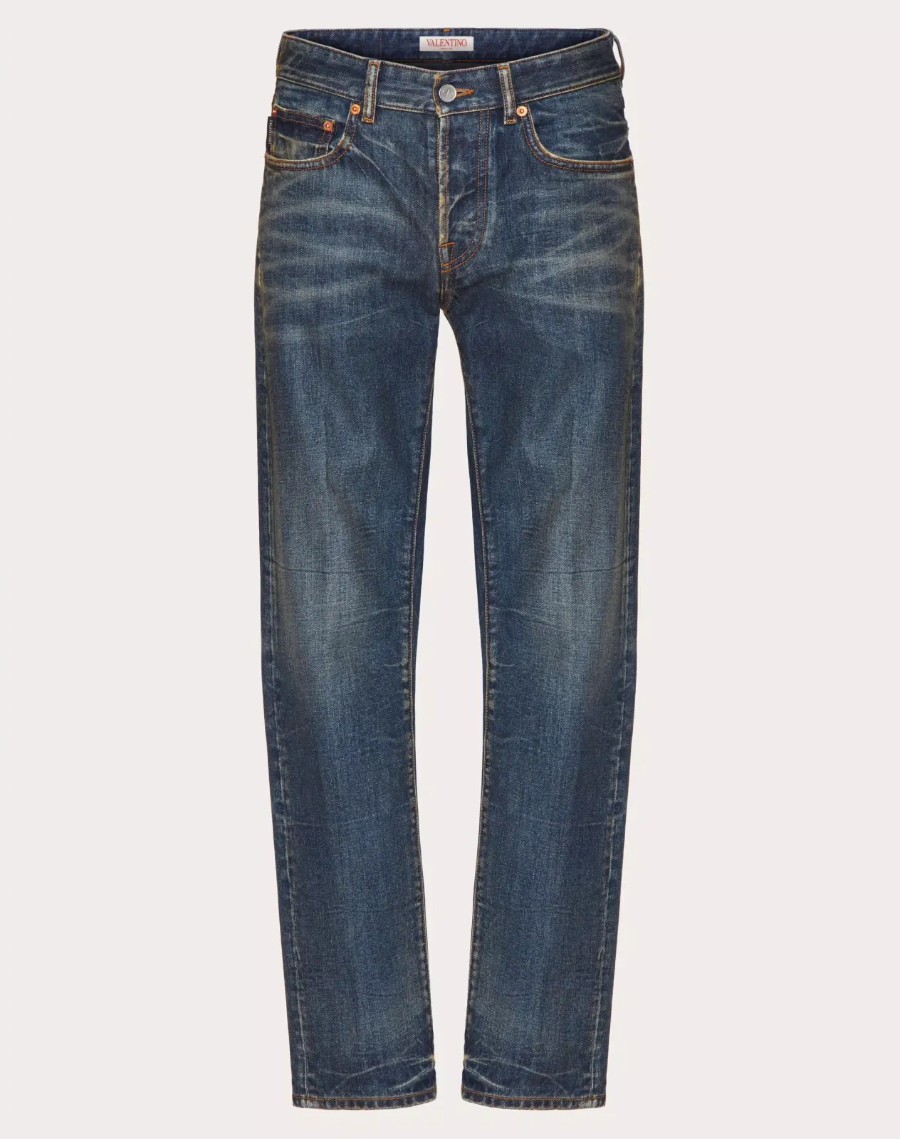 سروال DENIM PANTS WITH METALLIC V DETAIL