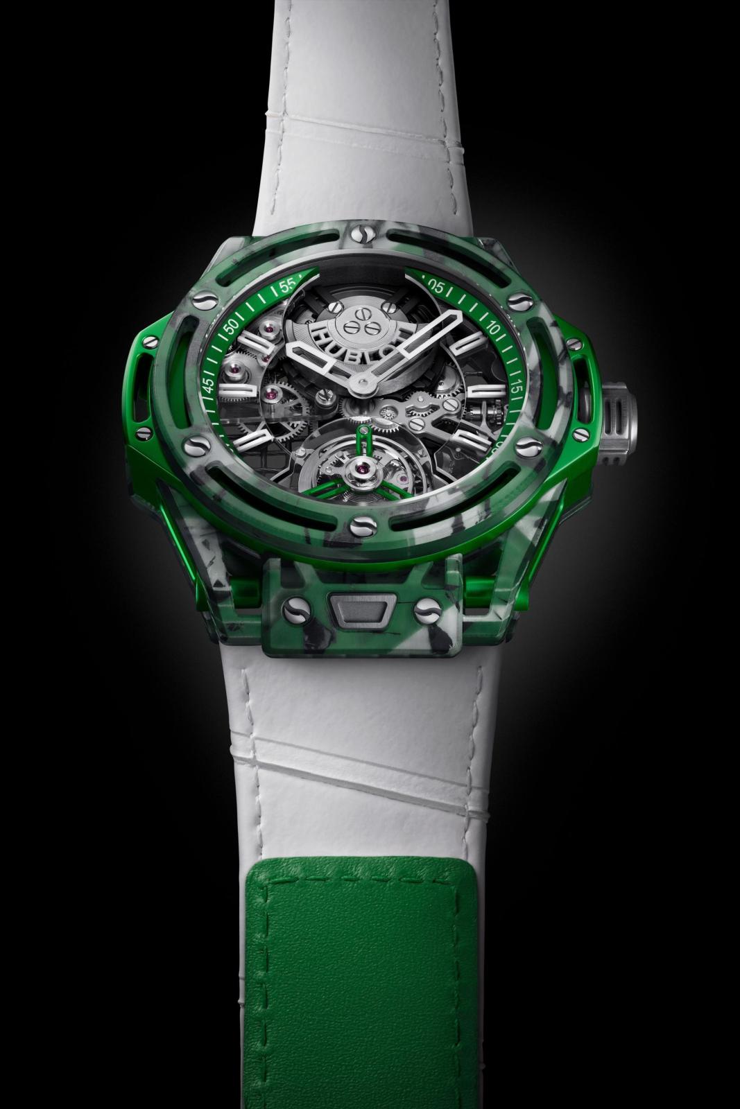 ساعة Tourbillon Novak Djokovic Goat Edition Green المصدر: hublot